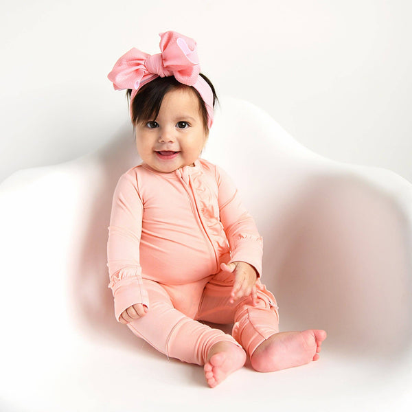 Bamboo Baby Pajama Sleepies Little Baby Ruffle Zip Olivia Pink: 0-3m