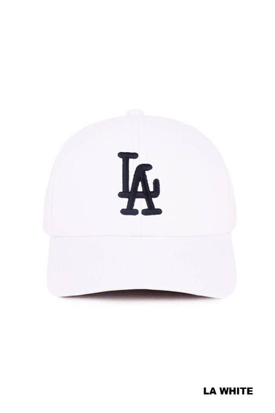 City Logo Embroidered Monogram Baseball Cap: LA WHITE