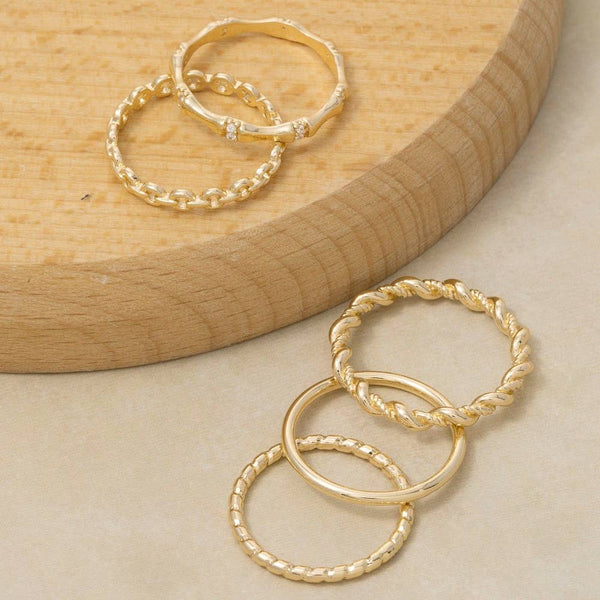 Variety Styled Band Rings Set: GDCRY - Lulu Bella Boutique