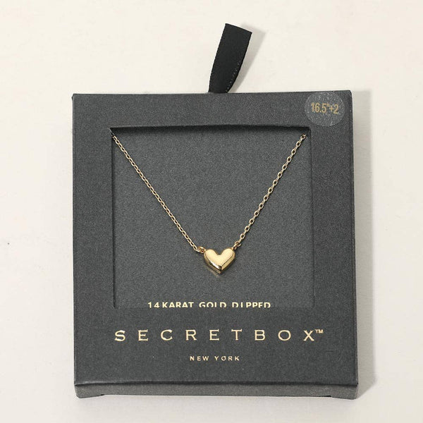 SECRET BOX_14K Gold Dipped Heart Pendant Necklace