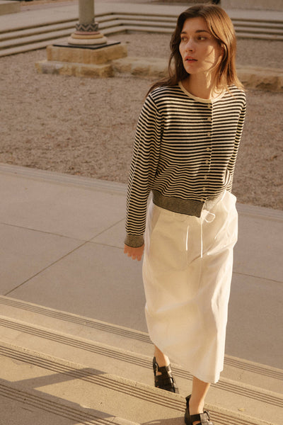 The Montana Cardigan | Striped Button-Down Cardigan: BROWN/WHITE / SMALL - Lulu Bella Boutique