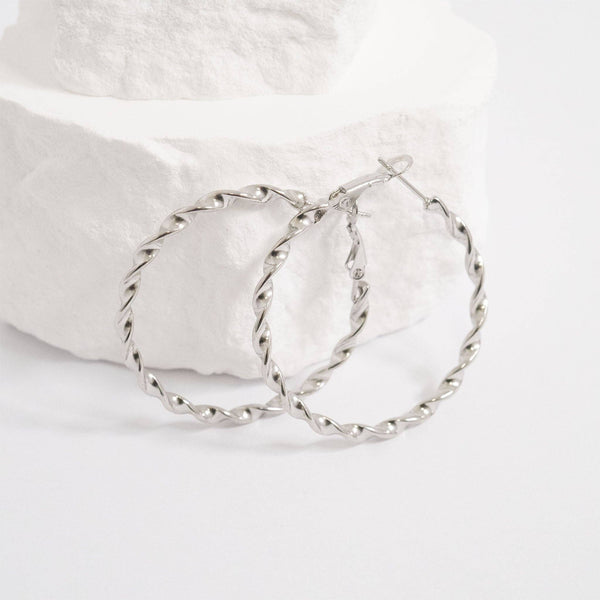 18K Gold PVD Stainless Steel Twist Hoop Earrings: Gold / 40mm
