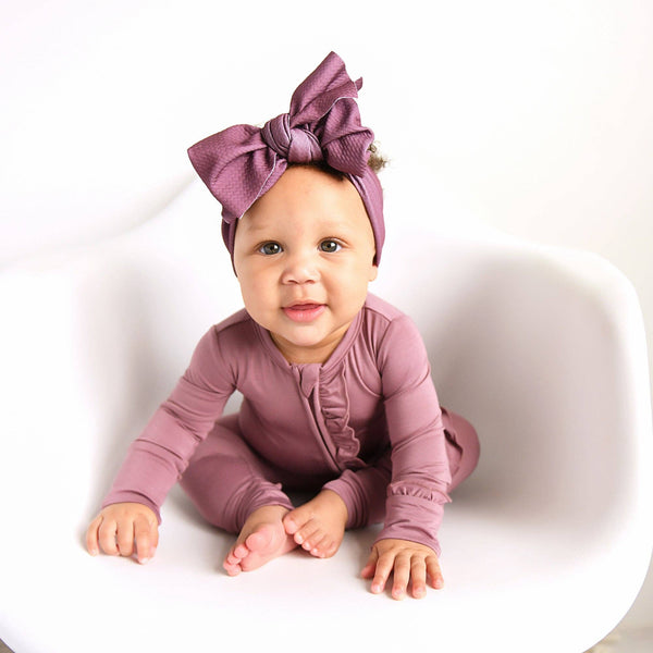 Bamboo Baby Pajama Sleepies Little Baby Ruffle Zip Kate Mauve: Newborn