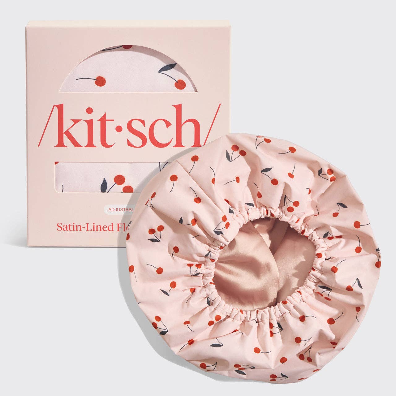 Satin-Lined Flexi Shower Cap - Cherry Print - Lulu Bella Boutique