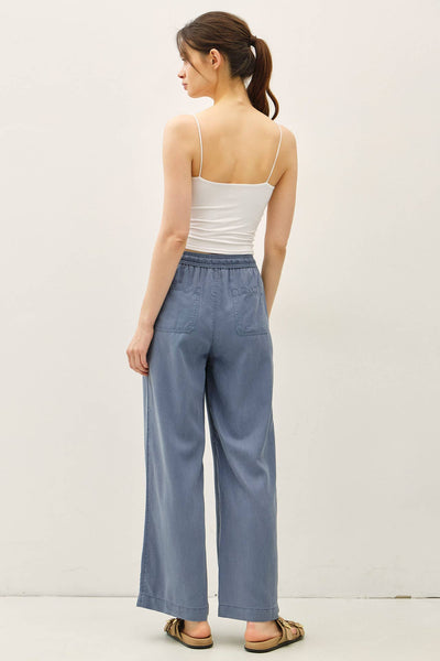 TENCEL WIDE LEG PANTS: DENIM - Lulu Bella Boutique