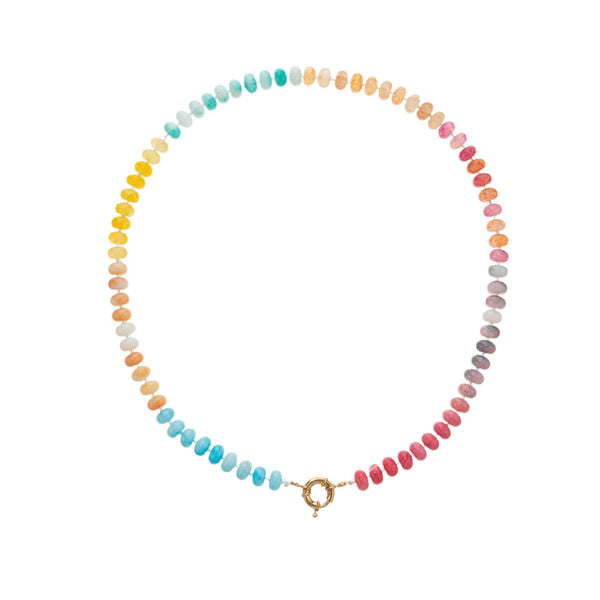 Natural Stone Semi-Precious Glass Mixed Necklace | 40NK9659: B - Lulu Bella Boutique