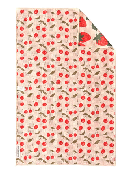 Berries & Cherries: Reversible Hand Towel: Cream / 19x29 / Hand Towel - Lulu Bella Boutique