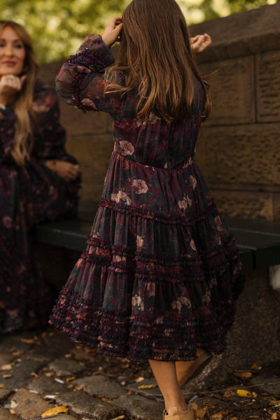 Mini Geneva Dress in Aubergine Resplendent Bloom
