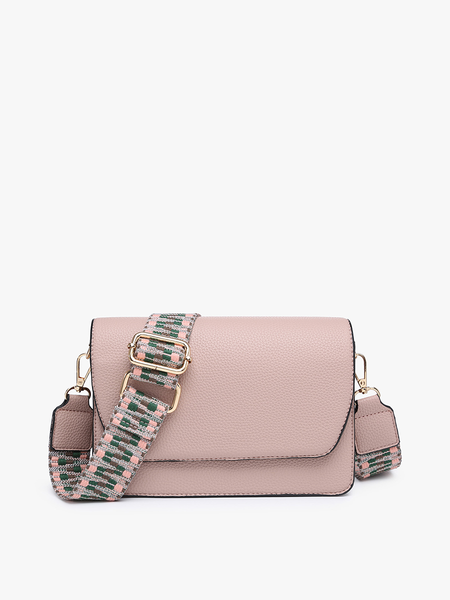 M2278 Noah Flapover Crossbody w/ Guitar Strap: Black - Lulu Bella Boutique