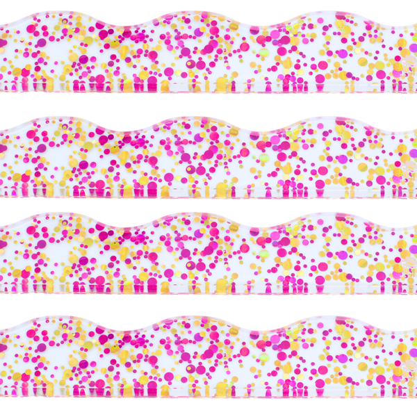 MAHJONG RACK PUSHER ADD ON-MAGNETIC | Premium Acrylic Set(4): Transparent-Wavy-Pink
