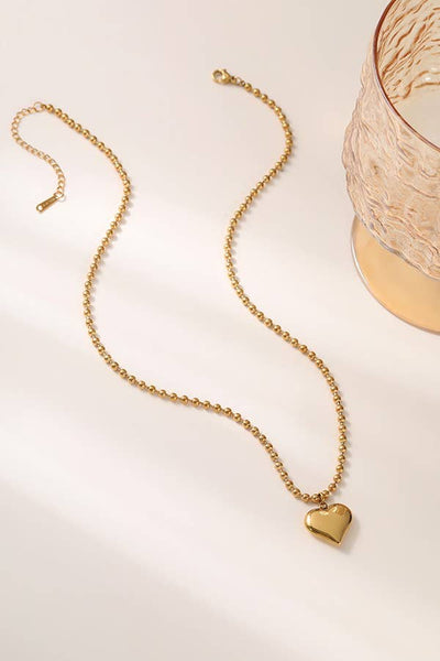 18K STAINLESS STEEL TARNISH FREE HEART NECKLACE | 40NK389: Gold