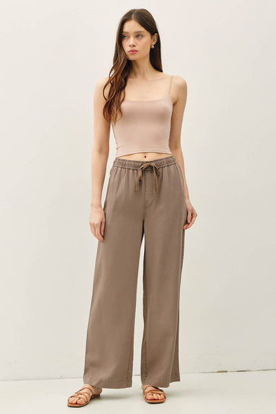 TENCEL WIDE LEG PANTS: MOCHA - Lulu Bella Boutique