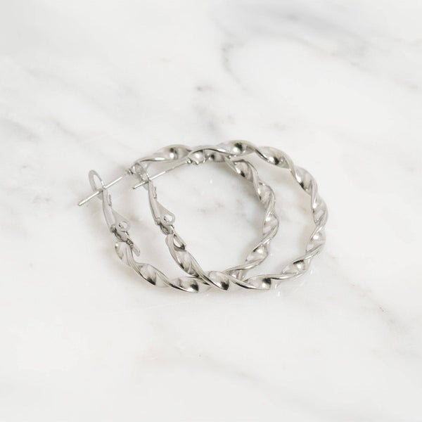 18K Gold PVD Stainless Steel Twist Hoop Earrings: Gold / 40mm
