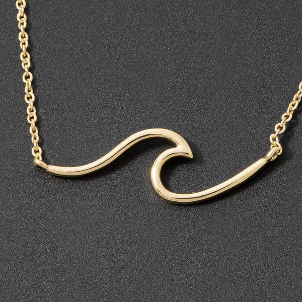 Dainty Wave Pendant Necklace: G - Lulu Bella Boutique