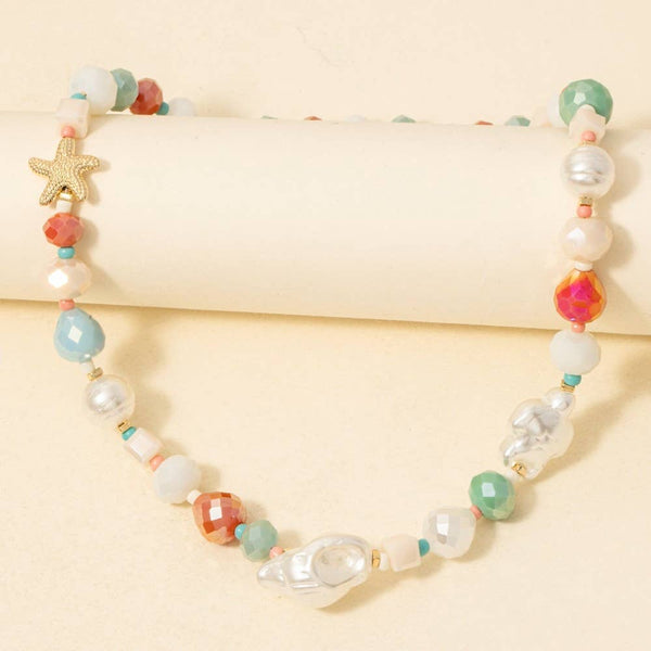 Pearl And Starfish Mixed Beaded Necklace: G