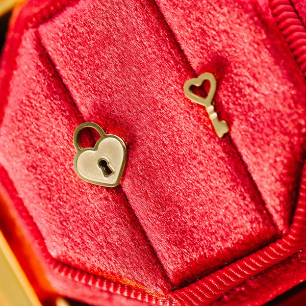 Heart Locket & Key Earrings - Lulu Bella Boutique