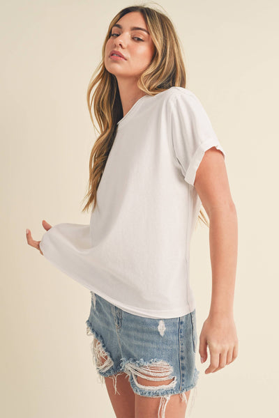 8314DN Mali Baby Tee Short Sleeve Top: Coral / Contemporary / S - Lulu Bella Boutique