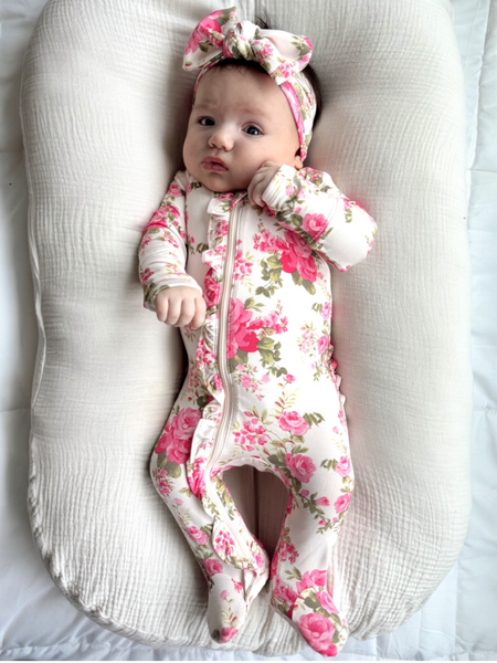 2-Way Zip Ruffle Footie, Country Daydream