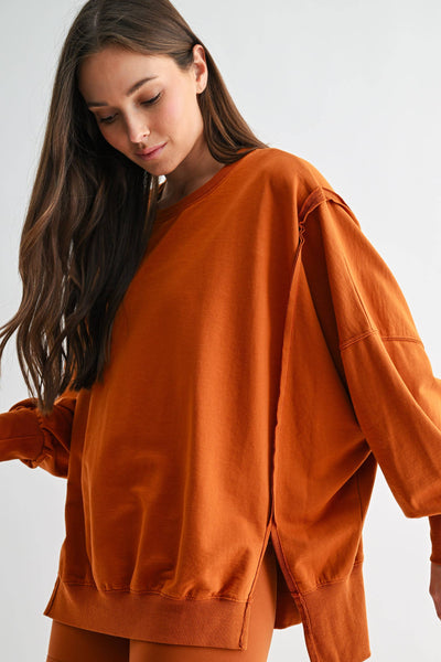 Softwash Relaxed Crewneck Long Sleeve Set with Leggings: ALMOND - Lulu Bella Boutique