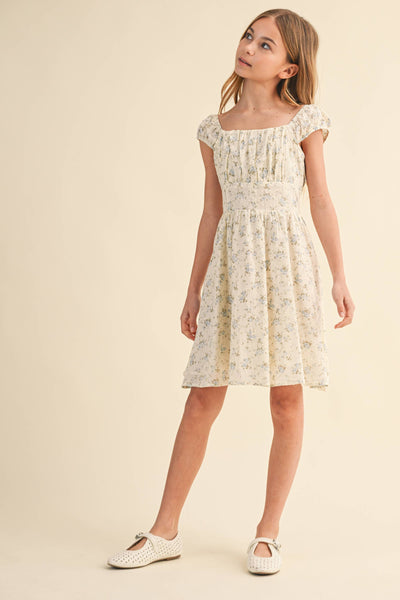 TWEEN GIRLS KIDS RUCHED SHOULDER MINI DRESS (7/14) : 7/8 - Lulu Bella Boutique