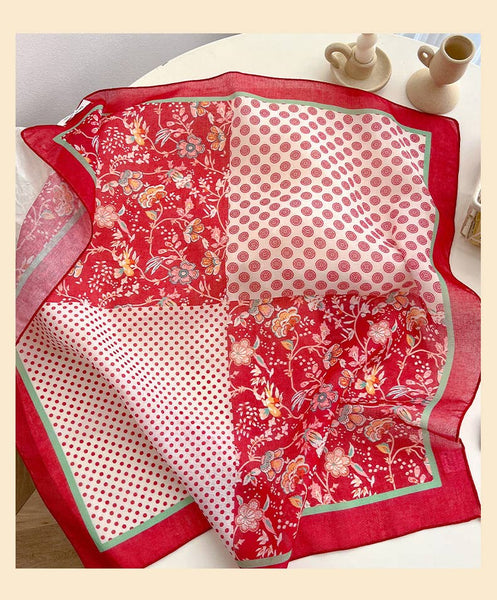 Red Passion Floral Bandana Square scarf - Lulu Bella Boutique