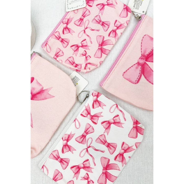 Bow Design Printed Coin Purse: PINK COMBO / ONE(12)