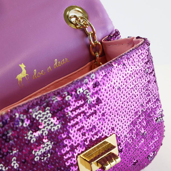 B1301 Floral Appliques Sequin Purse (5 Colors): Purple