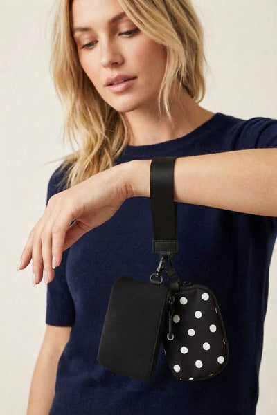 Polka Dot Duo Wristlet Keychain Wallet: MOCHA
