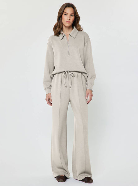 Collared Half-Zip Pullover Sweatshirt Set: Fog