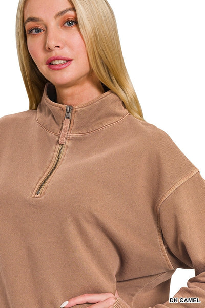 Mineral Wash Half Zip Sweater