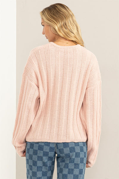 Chunky Ribbed Sweater in Dusty Pink