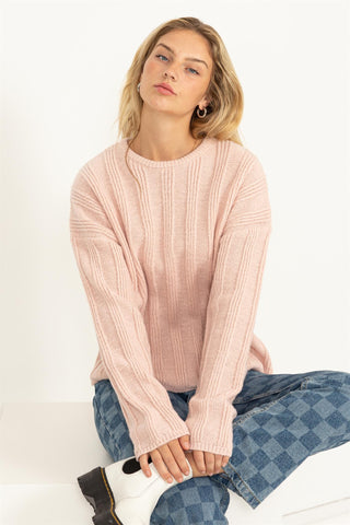 Chunky Ribbed Sweater in Dusty Pink