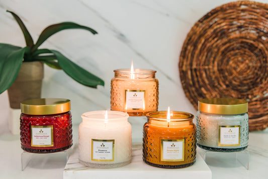 Amberwood  Rouge 11oz  Faceted Glass Jar Soy Candle