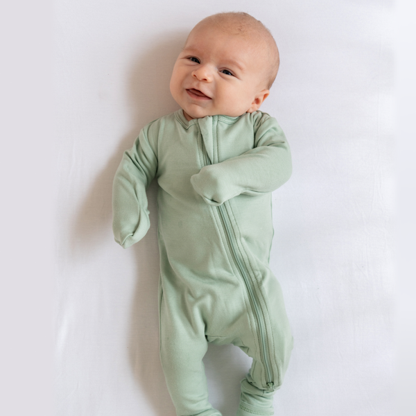 Infant Bamboo Pajamas w/ DreamCuffs™: 3 - 6 Months / Forest Green