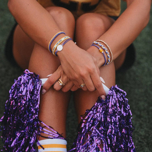 "Game Day" Purple & Yellow Hair Tie Bracelets: Medium