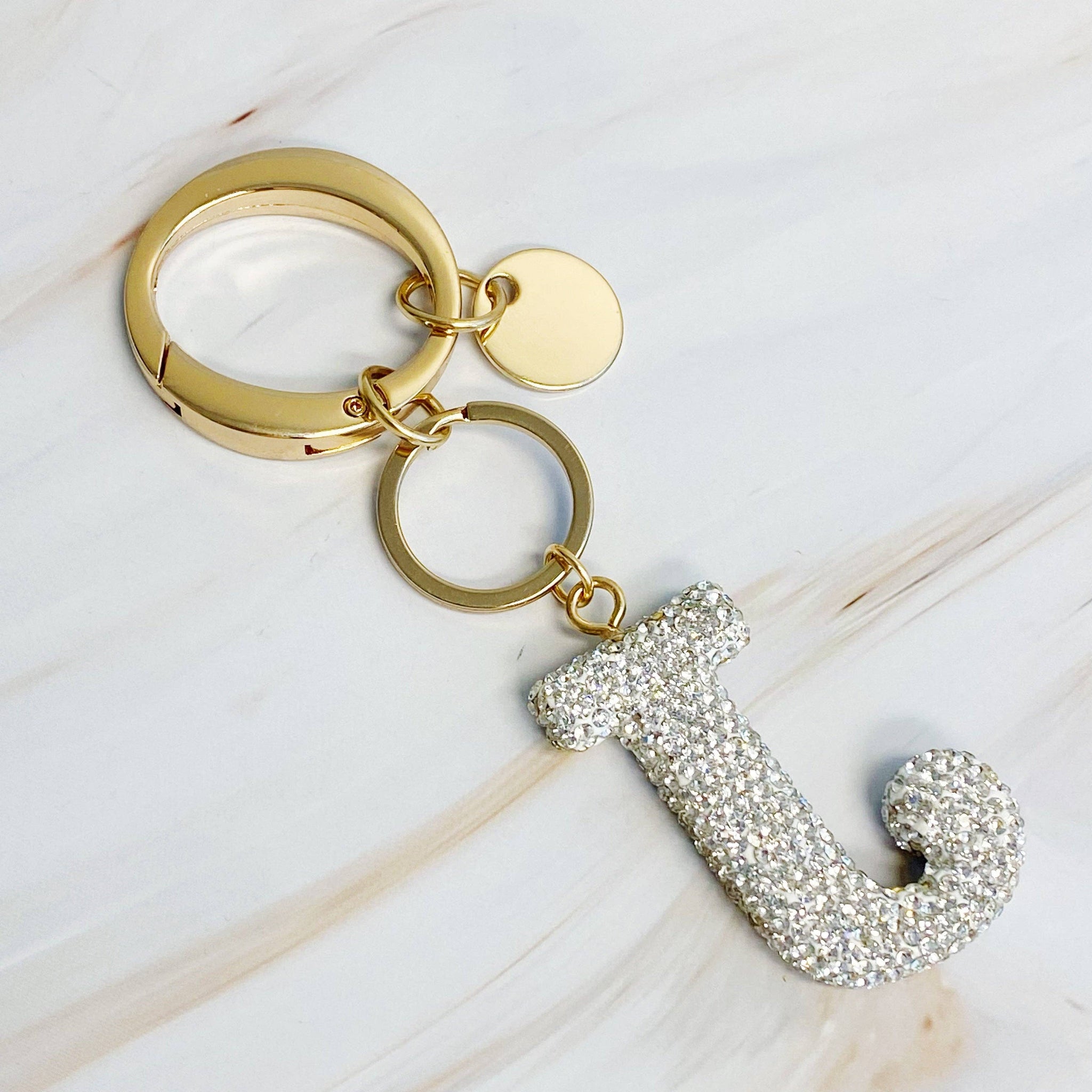 It Girl Glam Initial Key Chain: Crystal Clear / J