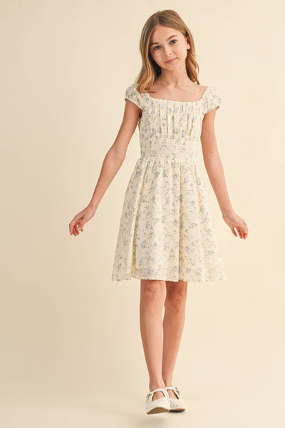 TWEEN GIRLS KIDS RUCHED SHOULDER MINI DRESS (7/14) : 7/8 - Lulu Bella Boutique