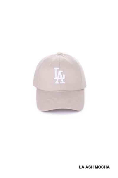 City Logo Embroidered Monogram Baseball Cap: LA BLACK
