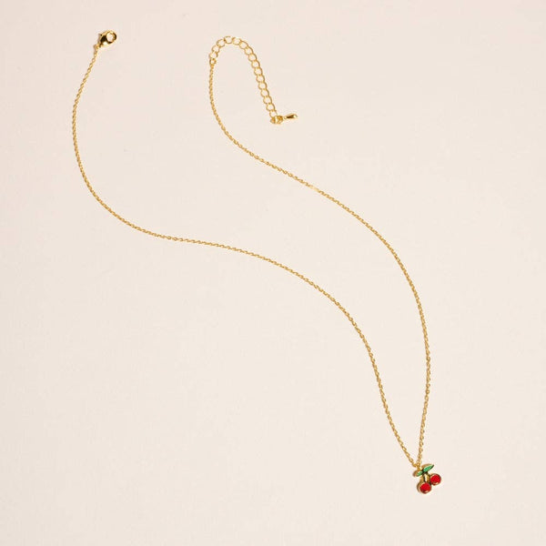 18K Gold Dipped Cherry Cherries Summer Necklace: 18K GD / ONE