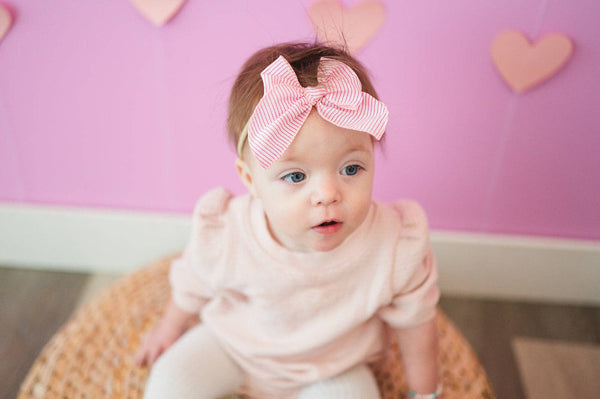 Candy Stripe | Petite Party Bow: Nylon Headband - Lulu Bella Boutique