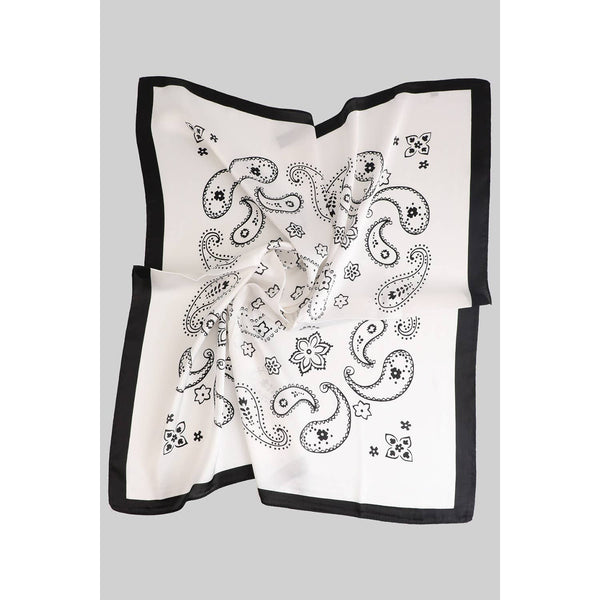LOVELY SILKY PAISLEY PRINT SQUARE SCARF: Black / 1 SIZE - Lulu Bella Boutique