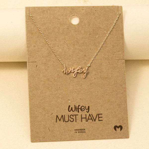 Gold Dipped Wifey Handwritten Pendant Necklace: G - Lulu Bella Boutique