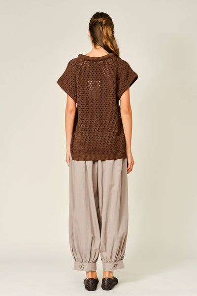 TENCEL SHIRRING BARREL BALLOON PANTS: LATTE