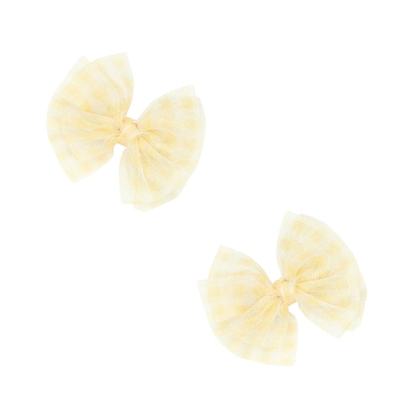 Baby Bling® 2-Pack Tulle Baby FAB® hair bow clips: Gingham Pink