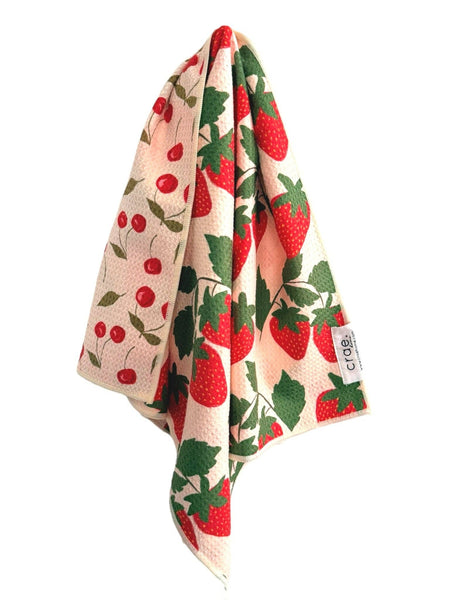 Berries & Cherries: Reversible Hand Towel: Cream / 19x29 / Hand Towel - Lulu Bella Boutique