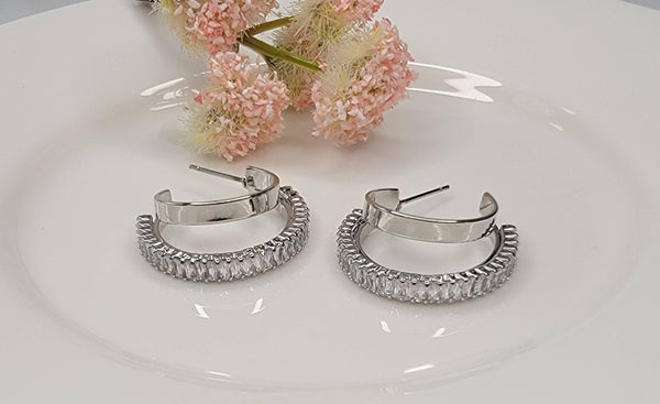 DOUBLE HOOP EARRINGS.: Rose Gold