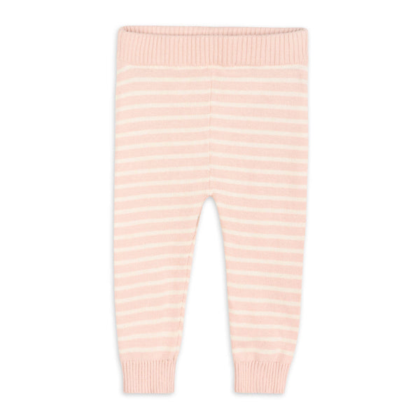 Cherry Bow Baby Pullover & Stripe Pants (Organic Cotton): Pink / Natural