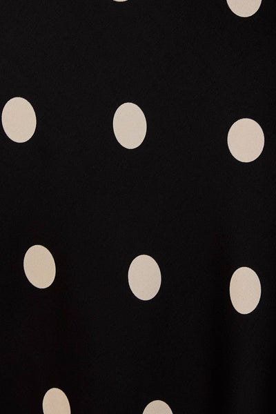 SATIN MIDI SKIRT IN POLKA DOT: BLACK-CREAM DOT / S - Lulu Bella Boutique