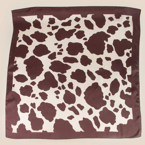 Dark Brown Cow Print Square Bandana Scarf: BR