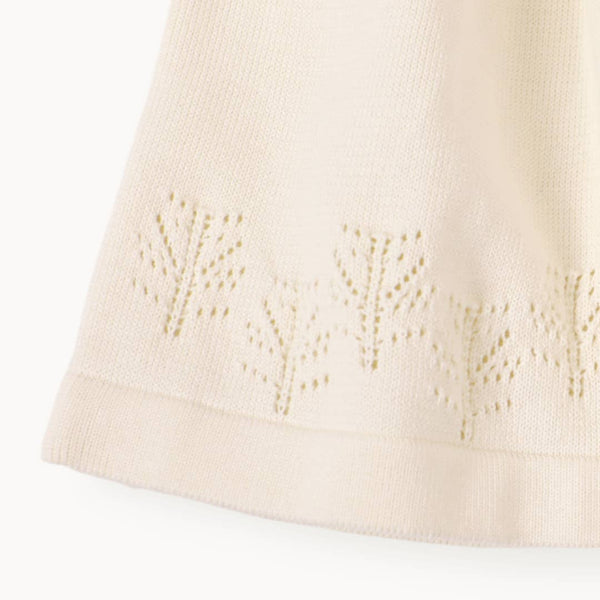 Milan Ruffle Collar Pointelle Knit Baby Dress - Organic: Cream